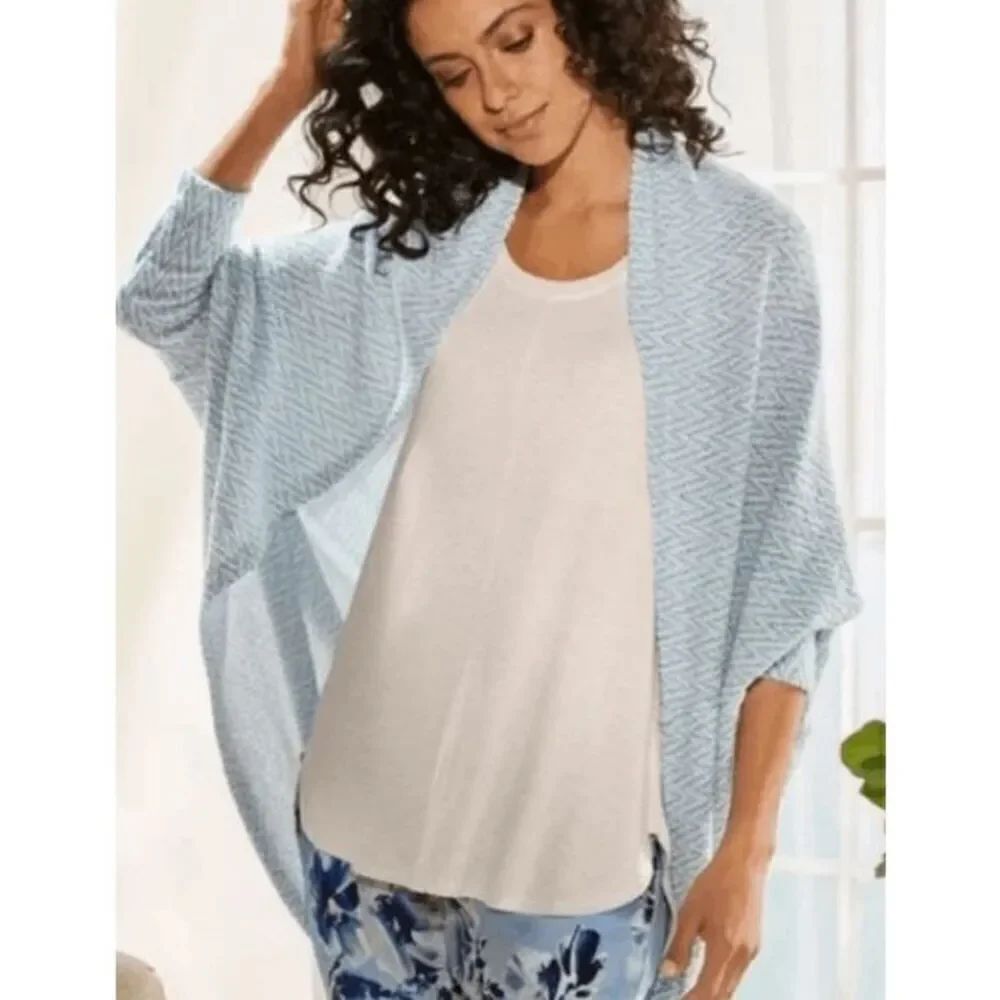 Soft Surroundings NWT Size S/M Super Soft Reverie Cardigan in Dusty Blue